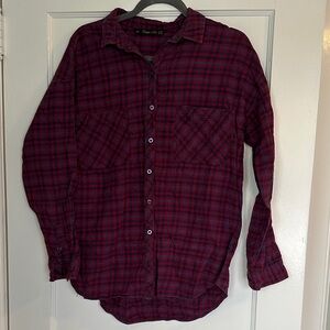 Zara Red and Blue Checkered Casual Shirt